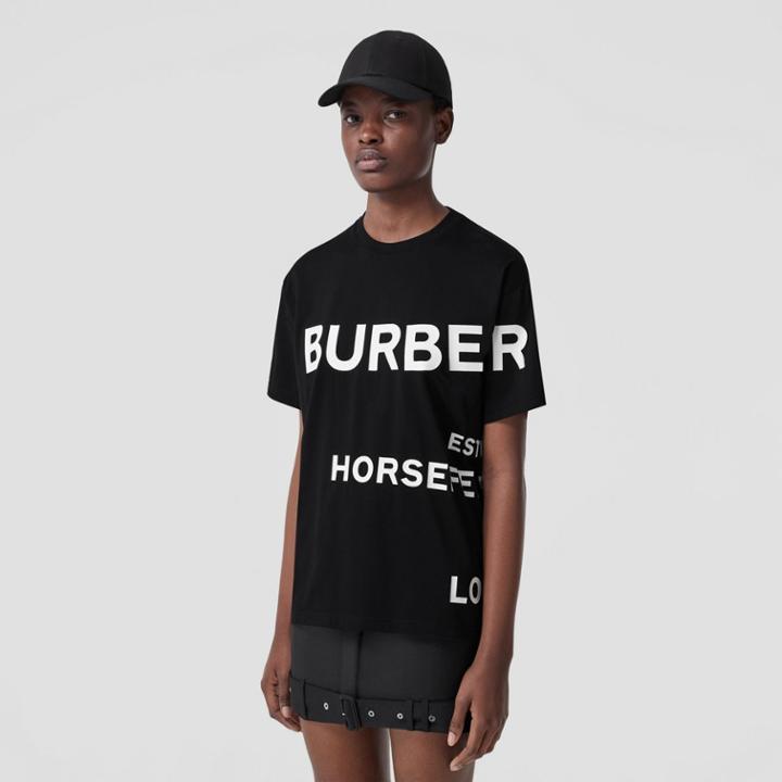 Burberry Burberry Horseferry Print Cotton Oversized T-shirt, Black