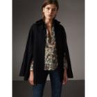 Burberry Burberry Ruffle Collar Wool Cape, Size: Xl, Blue