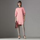Burberry Burberry Stripe Detail Silk Cashmere Longline Sweater, Pink