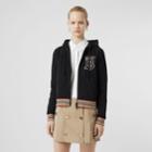 Burberry Burberry Icon Stripe Detail Monogram Motif Hooded Top, Size: Xxs, Black