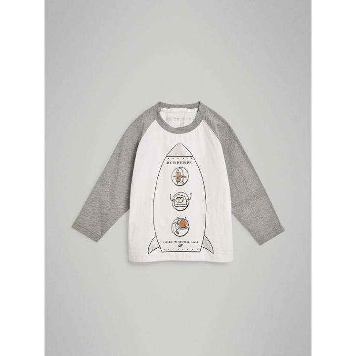 Burberry Burberry Long-sleeve Rocket Graphic Cotton T-shirt, Size: 14y, White