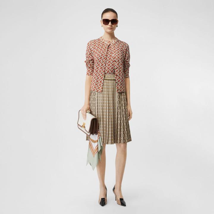 Burberry Burberry Monogram Print Merino Wool Cardigan, Red