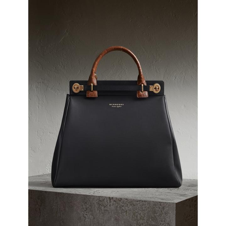 Burberry Burberry The Dk88 Luggage Bag With Alligator, Black