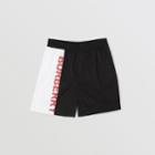 Burberry Burberry Childrens Logo Print Two-tone Cotton Drawcord Shorts, Size: 14y, Black