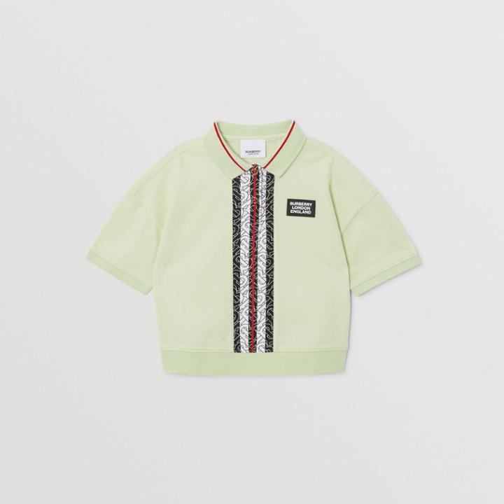 Burberry Burberry Childrens Monogram Stripe Print Cotton Piqu Polo Shirt, Size: 3y, Green