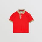 Burberry Burberry Childrens Vintage Check Trim Cotton Polo Shirt, Size: 14y, Red
