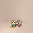 Burberry Peony Rose Print Haymarket Check And Leather Clutch Bag