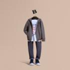 Burberry Burberry Check Trim Merino Wool Hooded Top, Size: 14y, Grey