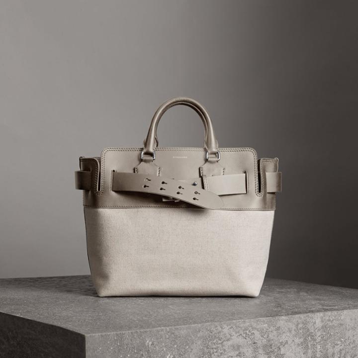 Burberry Burberry The Medium Canvas And Leather Belt Bag, Grey