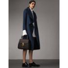 Burberry Burberry Herringbone Wool Cashmere Tweed Asymmetric Coat, Size: 06, Blue