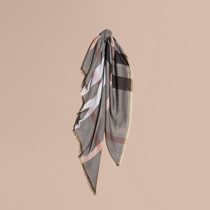Burberry Burberry Check Modal And Wool Square Scarf, Beige