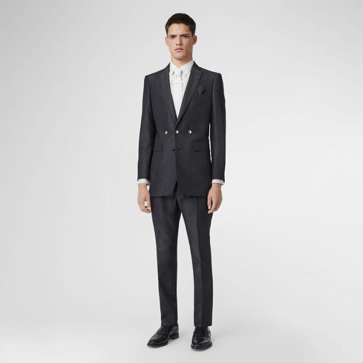 Burberry Burberry English Fit Triple Stud Silk Linen Tailored Jacket, Size: 34, Black