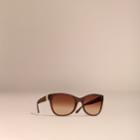 Burberry Burberry 3d Check Square Frame Sunglasses, Brown