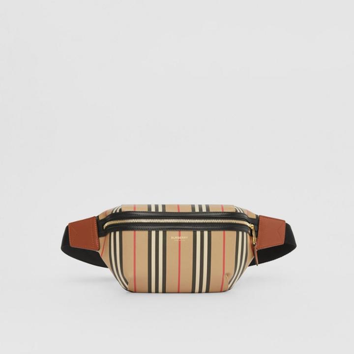 Burberry Burberry Icon Stripe E-canvas Sonny Bum Bag, Beige