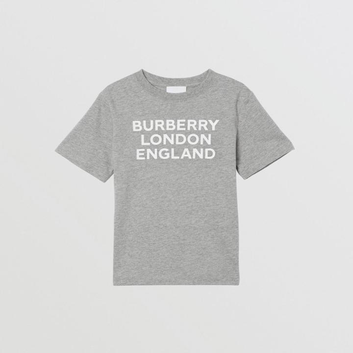 Burberry Burberry Childrens Logo Print Cotton T-shirt, Size: 14y, Grey