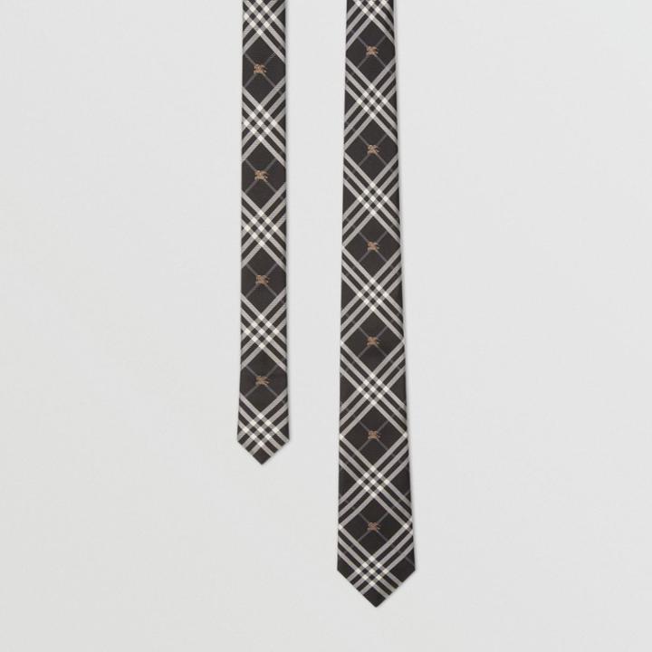 Burberry Burberry Slim Cut Equestrian Knight Check Silk Tie, Black