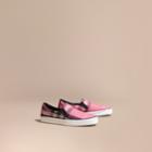 Burberry Burberry Overdyed House Check Cotton Slip-on Trainers, Size: 35, Pink