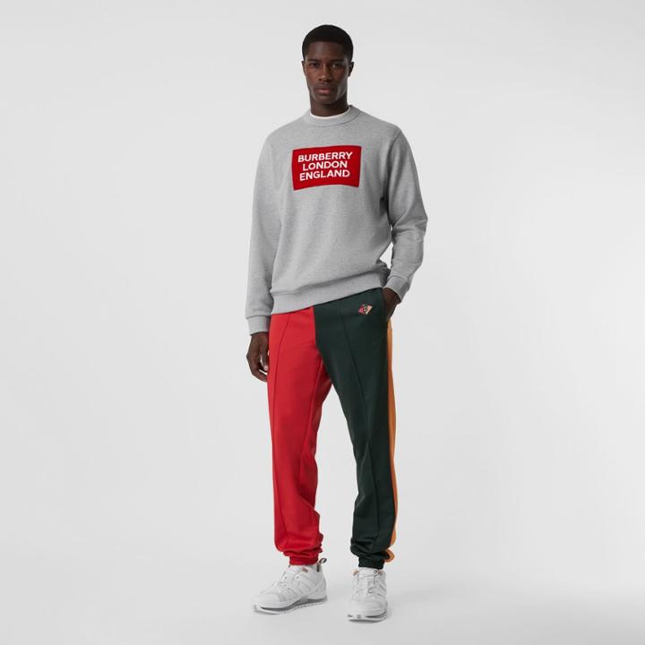 Burberry Burberry Logo Appliqu Cotton Sweatshirt, Size: M, Grey