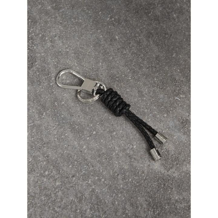 Burberry Burberry Braided Leather Knot Key Ring, Black