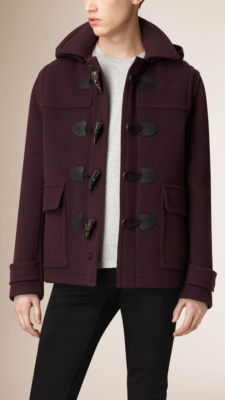Burberry Burberry Wool Detachable Hood Duffle Jacket, Size: S, Purple