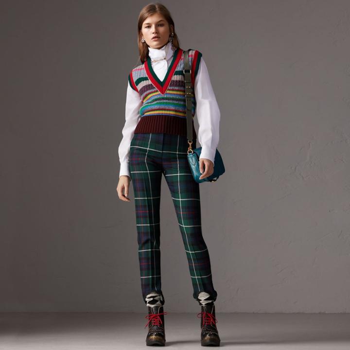 Burberry Burberry Striped Cashmere Blend V-neck Tank Top