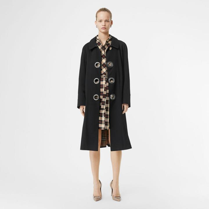 Burberry Burberry Check Cotton Tie-waist Shirt Dress, Size: 06, Black