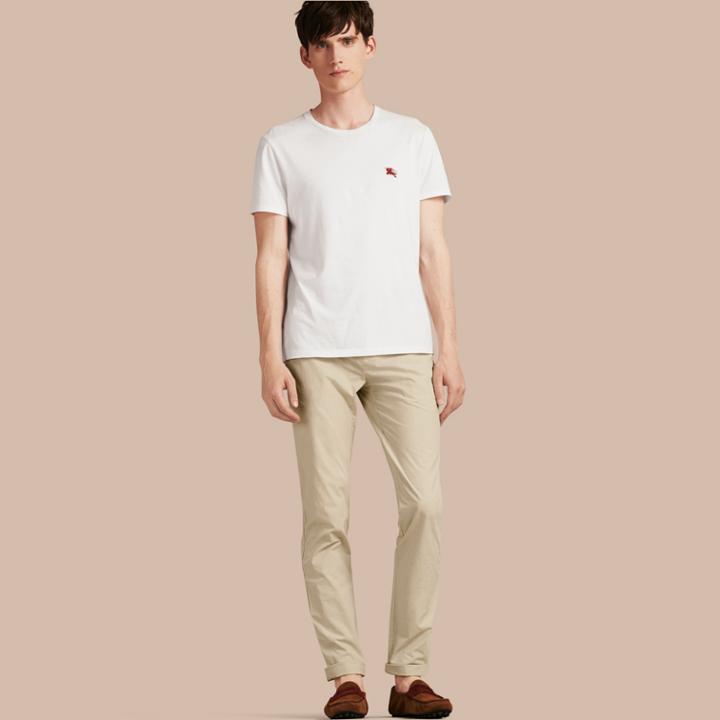Burberry Burberry Slim Fit Cotton Poplin Chinos, Size: 34r, Beige