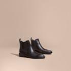 Burberry Burberry Burnished Leather Wingtip Chelsea Boots, Size: 37.5, Grey