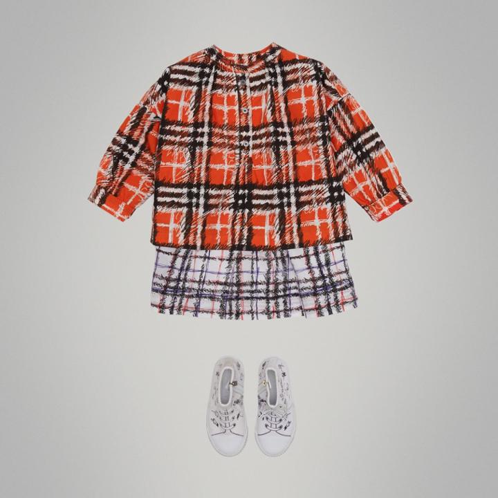 Burberry Burberry Scribble Check Print Cotton Shirt, Size: 3y, Red