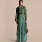 Burberry Burberry Paisley Print Panama Silk Dressing Gown Coat, Size: 42, Green