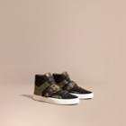 Burberry Burberry Buckle Detail Leather And Snakeskin High-top Trainers, Size: 37, Green