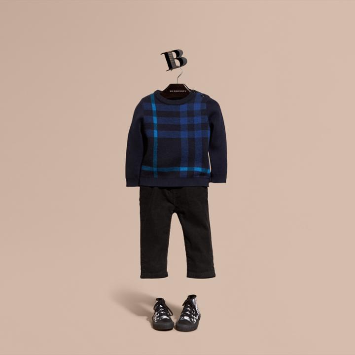 Burberry Burberry Check Wool Cashmere Blend Sweater, Size: 2y, Blue