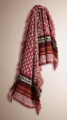 Burberry Floral Wool Cashmere Cotton Scarf