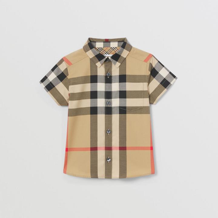 Burberry Burberry Childrens Short-sleeve Check Stretch Cotton Shirt, Size: 2y