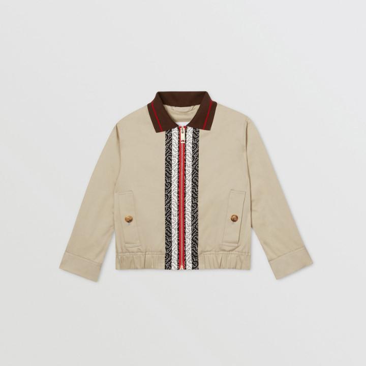 Burberry Burberry Childrens Monogram Stripe Print Cotton Harrington Jacket, Size: 12y, Beige