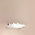Burberry Burberry Perforated Check Leather Slip-on Trainers, Size: 42, White