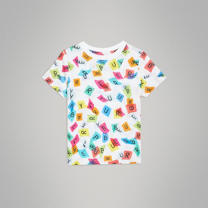 Burberry Burberry Confetti Letter Print Jersey T-shirt, Size: 18m, White