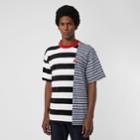 Burberry Burberry Contrast Stripe Cotton T-shirt, Size: L, Blue