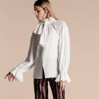 Burberry Neck Tie Cotton Voile Shirt
