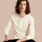 Burberry Burberry Ribbed Cotton Wool Henley Top, Size: S, White
