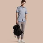 Burberry Burberry Short-sleeved Printed Cotton Silk Shirt, Size: Xxl, Blue
