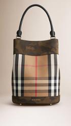 Burberry The Bucket In House Check And Camouflage Print