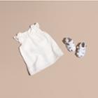 Burberry Burberry Ruffle Detail Metallic Silk Blend Dress, Size: 9m, Grey