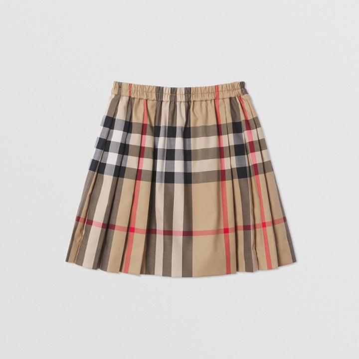 Burberry Burberry Childrens Check Stretch Cotton Pleated Skirt, Size: 12y