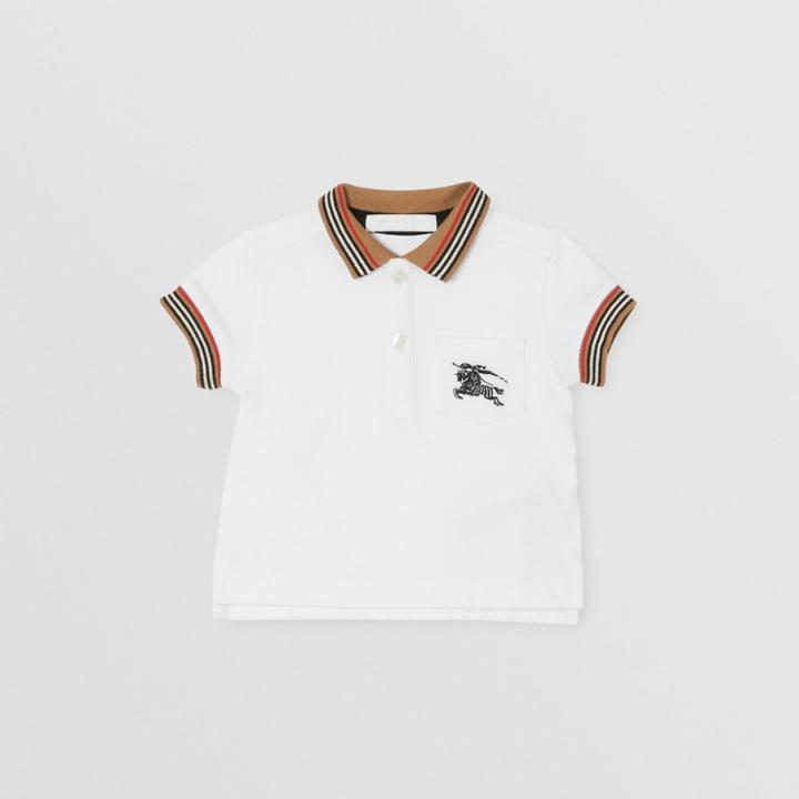 Burberry Burberry Childrens Stripe Detail Cotton Polo Shirt, Size: 2y, White