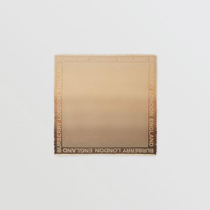 Burberry Burberry Monogram Silk Wool Jacquard Large Square Scarf, Beige