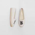 Burberry Burberry Monogram Motif Cotton And Leather Espadrilles, Size: 38.5, White