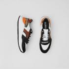 Burberry Burberry Leather, Suede And Vintage Check Sneakers, Size: 42, Black
