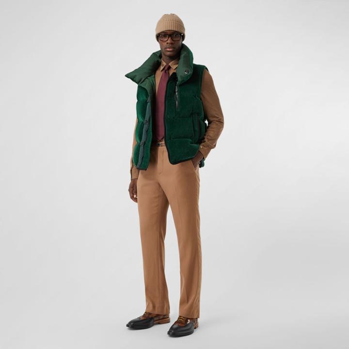 Burberry Burberry Satin Trim Chenille Puffer Gilet, Green
