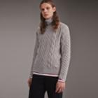 Burberry Burberry Funnel Neck Cashmere Cable Knit Sweater, Size: Xs, Grey